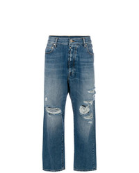 Синие рваные джинсы-бойфренды от Unravel Project