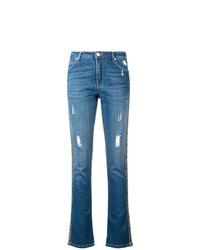 Синие рваные джинсы-клеш от Ermanno Ermanno