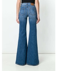 Синие рваные джинсы-клеш от Dondup