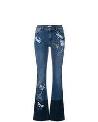 Синие рваные джинсы-клеш от RED Valentino