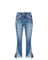 Синие рваные джинсы-клеш от Sjyp
