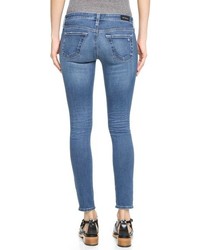 Синие рваные джинсы скинни от AG Jeans