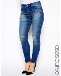 Синие рваные джинсы скинни от Asos Curve