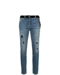 Синие рваные джинсы скинни от Boutique Moschino