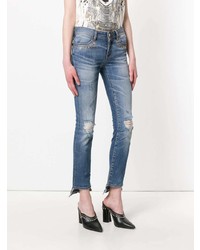 Синие рваные джинсы скинни от Just Cavalli