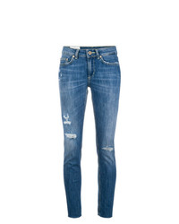 Синие рваные джинсы скинни от Dondup