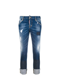 Синие рваные джинсы скинни от Dsquared2