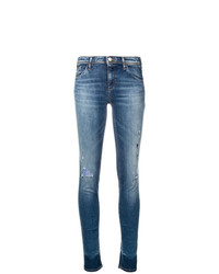 Синие рваные джинсы скинни от Emporio Armani