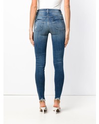 Синие рваные джинсы скинни от J Brand