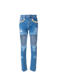 Синие рваные джинсы скинни от Forte Dei Marmi Couture