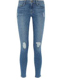 Синие рваные джинсы скинни от Frame Denim