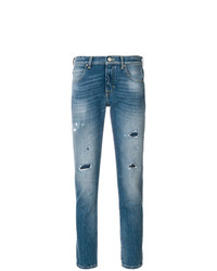Синие рваные джинсы скинни от Jacob Cohen