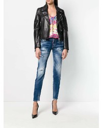 Синие рваные джинсы скинни от Dsquared2