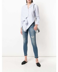 Синие рваные джинсы скинни от Agolde