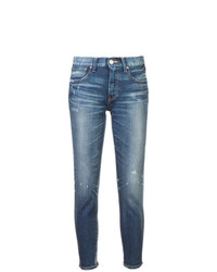 Синие рваные джинсы скинни от Moussy Vintage