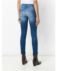 Синие рваные джинсы скинни от Just Cavalli