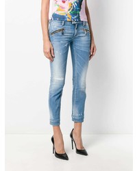 Синие рваные джинсы скинни от Dsquared2