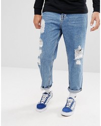 Мужские синие рваные джинсы от ASOS DESIGN