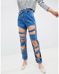 Женские синие рваные джинсы от ASOS DESIGN