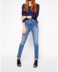Женские синие рваные джинсы от Asos