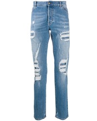 Мужские синие рваные джинсы от Balmain