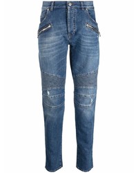 Мужские синие рваные джинсы от Balmain
