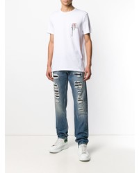 Мужские синие рваные джинсы от Alexander McQueen