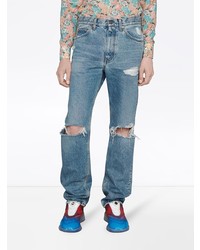 Мужские синие рваные джинсы от Gucci