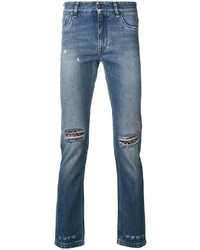 Мужские синие рваные джинсы от Fendi