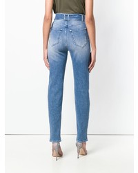 Женские синие рваные джинсы от Balmain