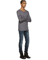 Мужские синие рваные джинсы от Pierre Balmain