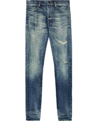 Мужские синие рваные джинсы от John Elliott