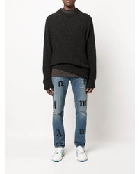 Мужские синие рваные джинсы от Palm Angels