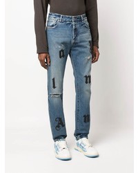 Мужские синие рваные джинсы от Palm Angels