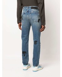 Мужские синие рваные джинсы от Palm Angels