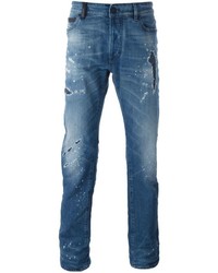 Мужские синие рваные джинсы от Marcelo Burlon County of Milan