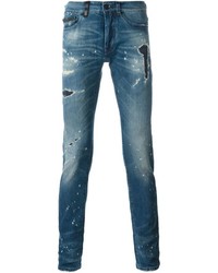 Мужские синие рваные джинсы от Marcelo Burlon County of Milan