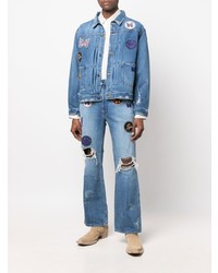 Мужские синие рваные джинсы от Needles