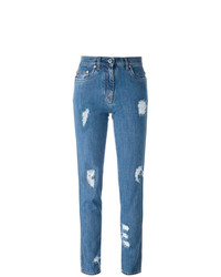 Женские синие рваные джинсы от Moschino