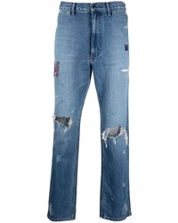 Мужские синие рваные джинсы от Needles