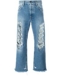 Мужские синие рваные джинсы от Palm Angels