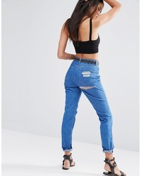 Женские синие рваные джинсы от Missguided