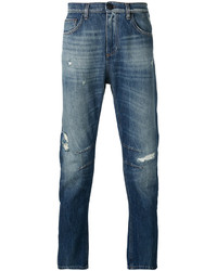 Мужские синие рваные джинсы от Versace