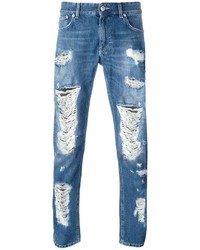 Мужские синие рваные джинсы от Versus