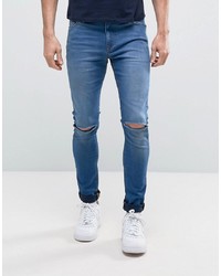 Мужские синие рваные зауженные джинсы от ASOS DESIGN