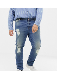 Мужские синие рваные зауженные джинсы от ASOS DESIGN