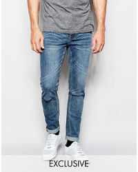 Мужские синие рваные зауженные джинсы от Cheap Monday