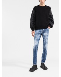 Мужские синие рваные зауженные джинсы от DSQUARED2