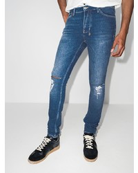 Мужские синие рваные зауженные джинсы от Ksubi