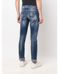 Мужские синие рваные зауженные джинсы от Dondup